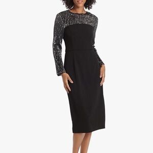 Maggy London Black Sequin Long Sleeve Dress